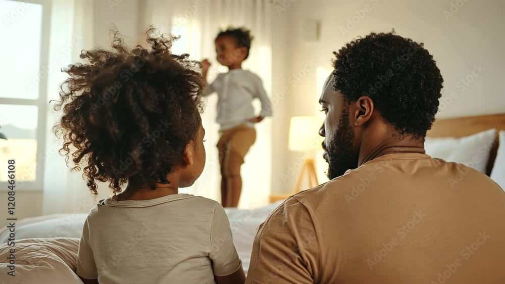 1_Couple Experiencing Stress While Child Plays in Background 1_Couple Experiencing Stress While Child Plays in Background