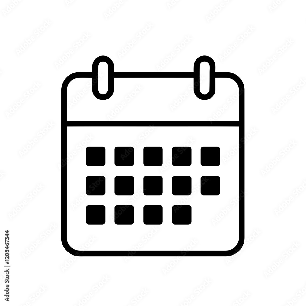 Minimalist Line Calendar Icon in Black and White for Time Management and Planning Minimalist Line Calendar Icon in Black and White for Time Management and Planning
