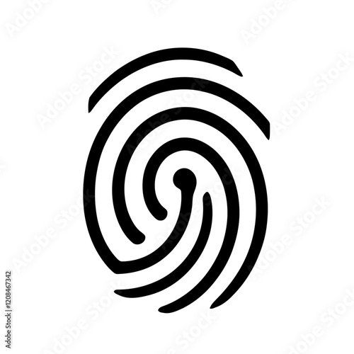 Swirling Pattern Fingerprint Line Drawing in Black and White for Biometric Security Systems