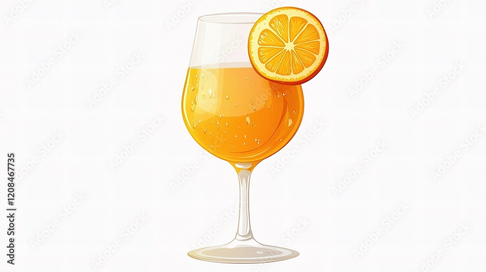 Freshly Squeezed Orange Juice in Glass with Orange Slice Decoration Freshly Squeezed Orange Juice in Glass with Orange Slice Decoration