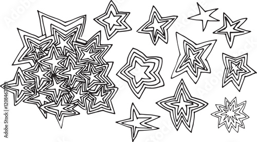Halloween Clipart doodle shine star ink minimalism Set simple hand drawing object design element cartoon comic explosion symbol. Abstract icon for decoration New Year flash bang bengal fire brush