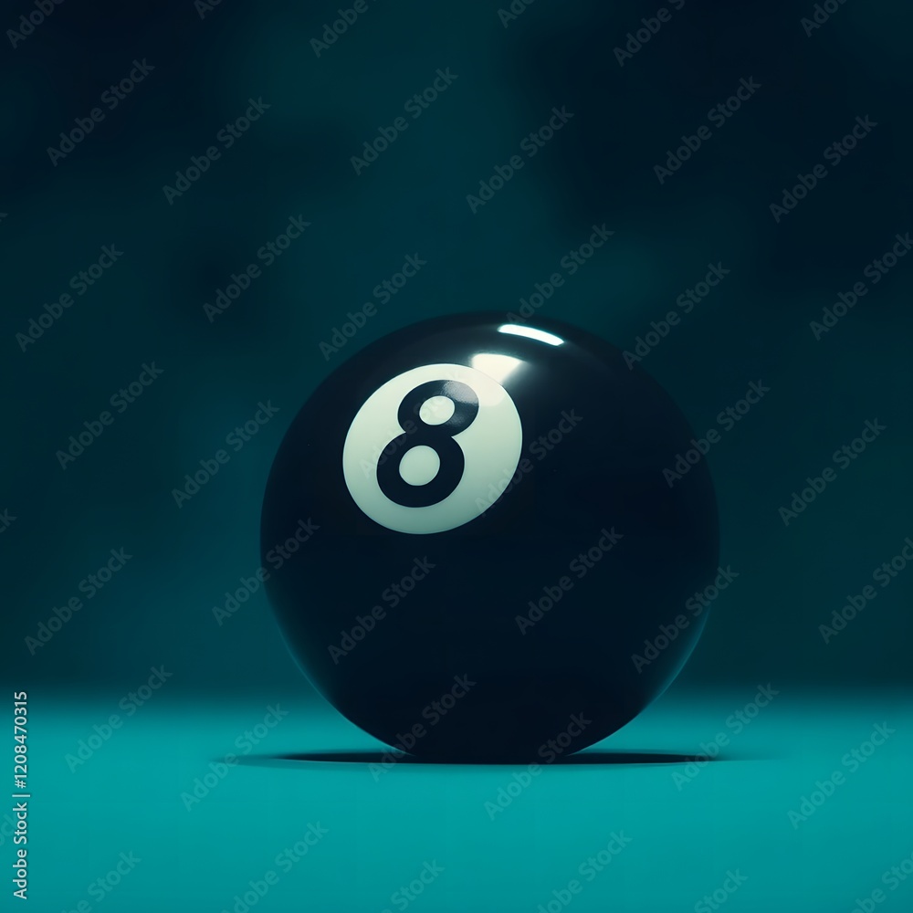 Close up image of an 8 ball laying alone on a pool table. Pub, bar pool concept. Close up image of an 8 ball laying alone on a pool table. Pub, bar pool concept.