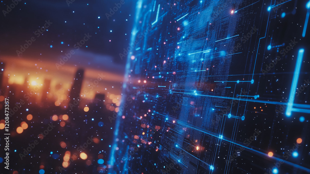 Obraz premium smart, digital, city, connection, network, innovation, Smart digital Innovation city with connection network reciprocity over the cityscape. of future smart wireless digital city and social media netw