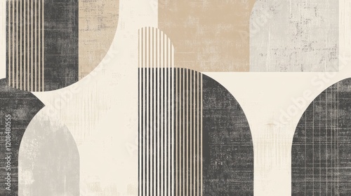 Abstract geometric beige-grey pattern, textured background, design, wallpaper
