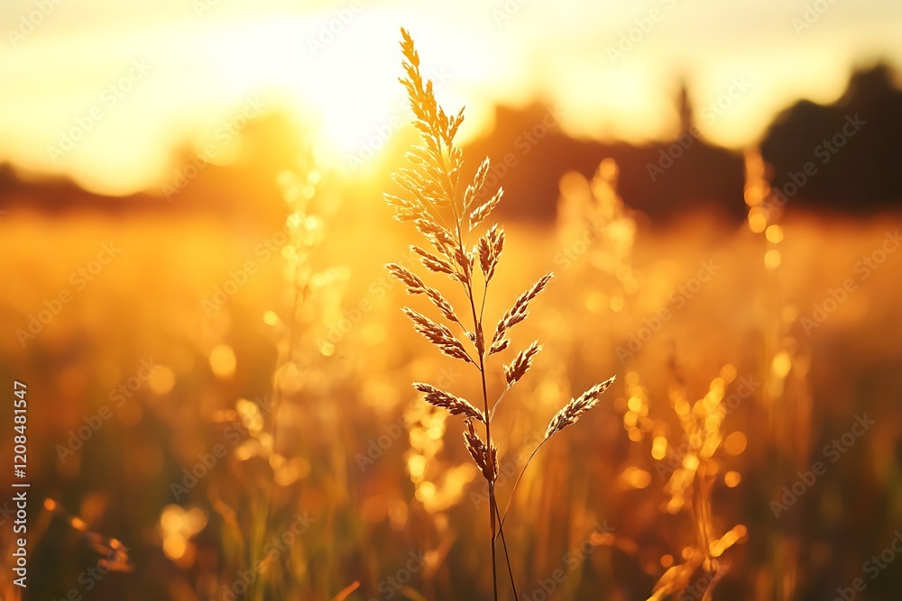 Golden Sunset Meadow: A Peaceful Nature Scene Golden Sunset Meadow: A Peaceful Nature Scene