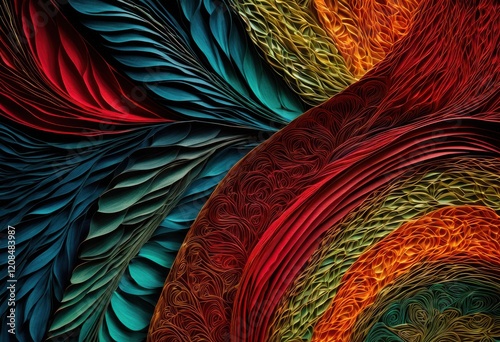 intricate close capture radiant paper textures showcasing rich color variations unique patterns artistic exploration, vibrant, colorful, closeup, design photo