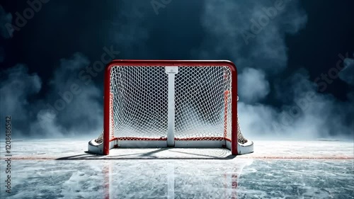 hockey background stadium with space for text and hockey goals . layout for hockey advertising. sport banner . mock up.