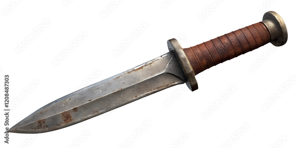 medieval old knife, soft focus isolated on the transparent background medieval old knife, soft focus isolated on the transparent background