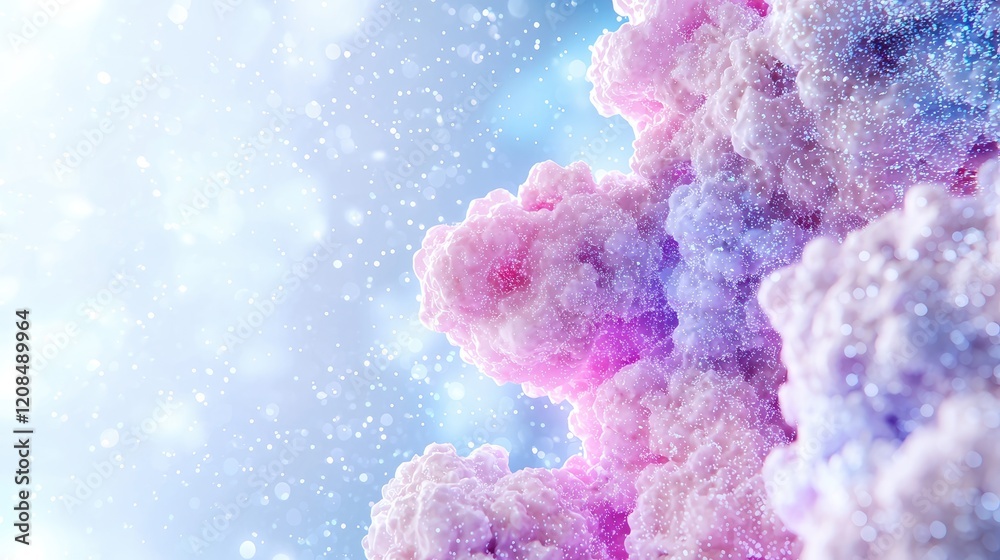 Fototapeta premium Pastel clouds, winter scene, snowy background, holiday card