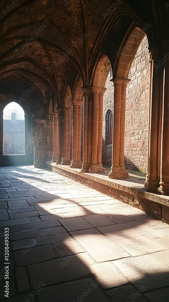 Fototapeta premium Medieval Cloister with Stone Arches