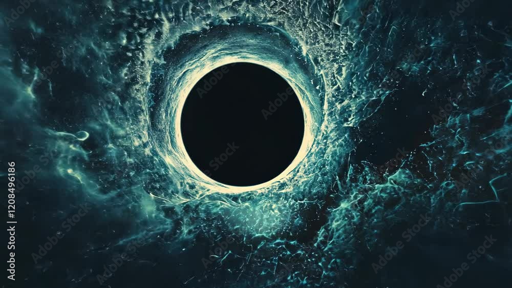 Mysterious black hole surrounded by swirling cosmic energy in deep space exploration