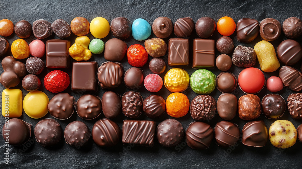 chocolate candies in a box, chocolate and nuts, chocolate candies on a white background
