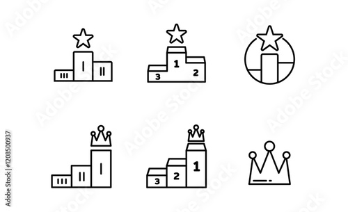 Set of Achievement, Podium Icon for app web logo banner poster, Editable Stroke
