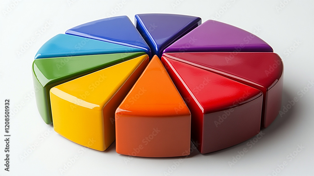 Obraz premium Colorful Graphic Design Pie Chart Representing Data Distribution With Segmented Sections in Vibrant Hues for Easy Understanding
