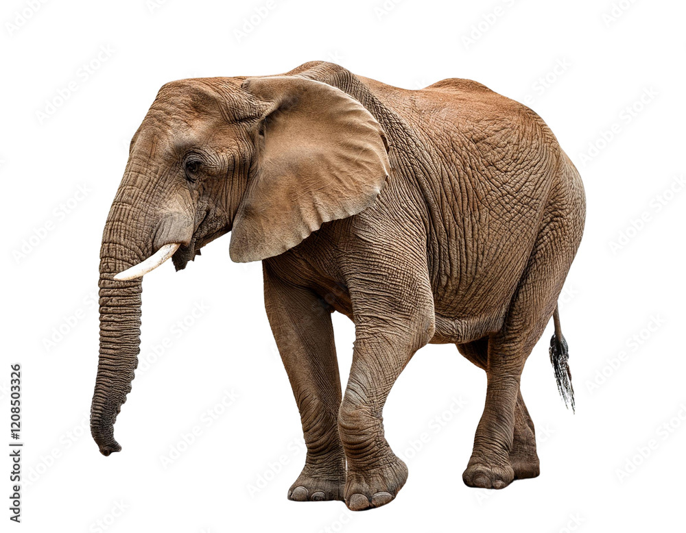 Fototapeta premium Big african elephant isolated on white background