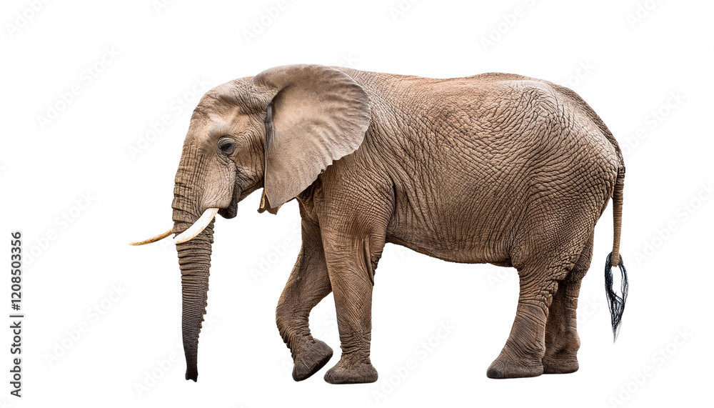 Obraz premium Big african elephant isolated on white background