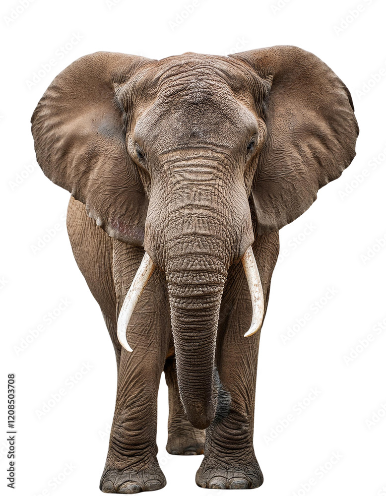 Fototapeta premium Big african elephant isolated on white background
