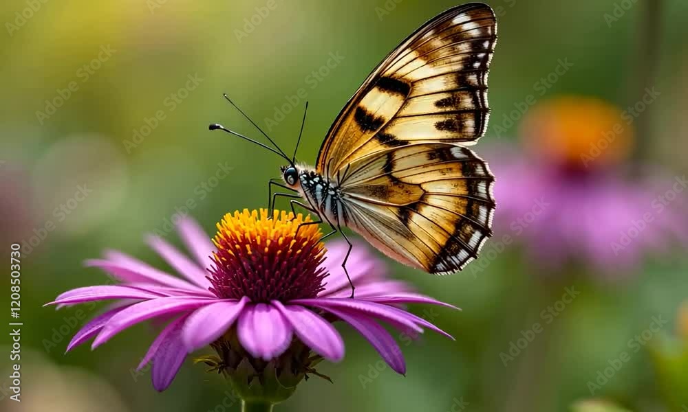 Butterflies suck the nectar of beautiful wildflowers, in the early morning mist of nature. 4k videos Butterflies suck the nectar of beautiful wildflowers, in the early morning mist of nature. 4k videos