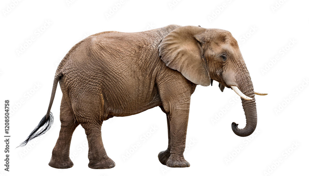 Obraz premium Big african elephant isolated on white background
