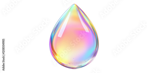 Iridescent Holographic Liquid Drop Abstract Pastel Rainbow Jewel Teardrop