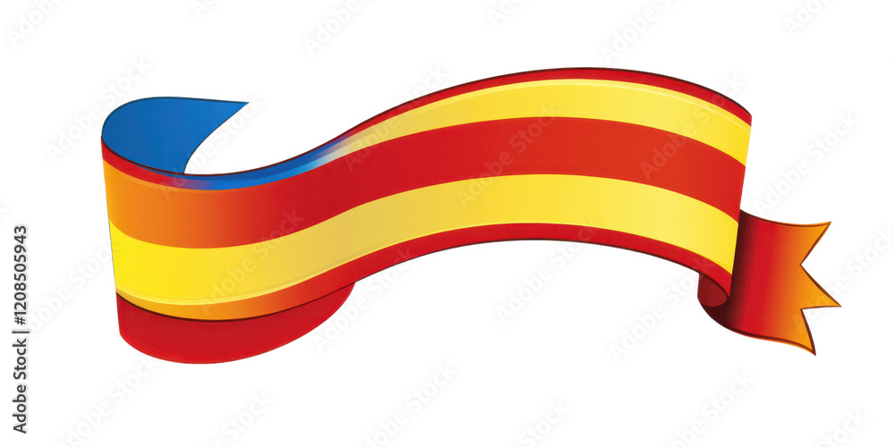 Fototapeta premium Colorful Striped Banner Ribbon Design Element Red Yellow Blue Swirl Festive Decoration