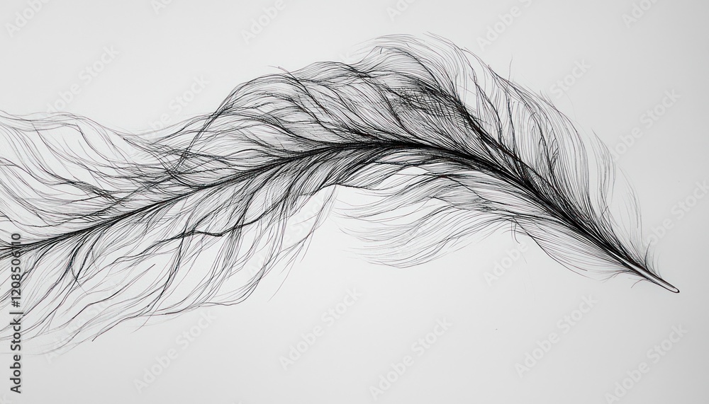 Minimalist line drawings feathers, emphasizing detail and texture. Minimalist line drawings feathers, emphasizing detail and texture.