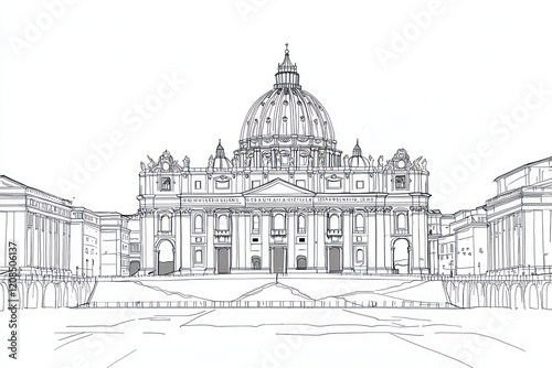 Minimalist line drawings famous historical landmarks.