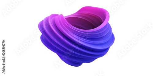 Abstract 3D Render of Swirling Purple and Pink Fluid Design Element