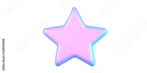 Pastel pink and blue 3d star shape cute and glossy isolated transparent background