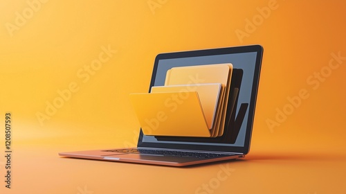 folder on a laptop screen with an orange background, symbolizing a productive and focused work environment