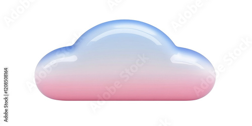 Pastel Pink and Blue Glossy Cloud Shape Digital Render Abstract Background Gradient Design