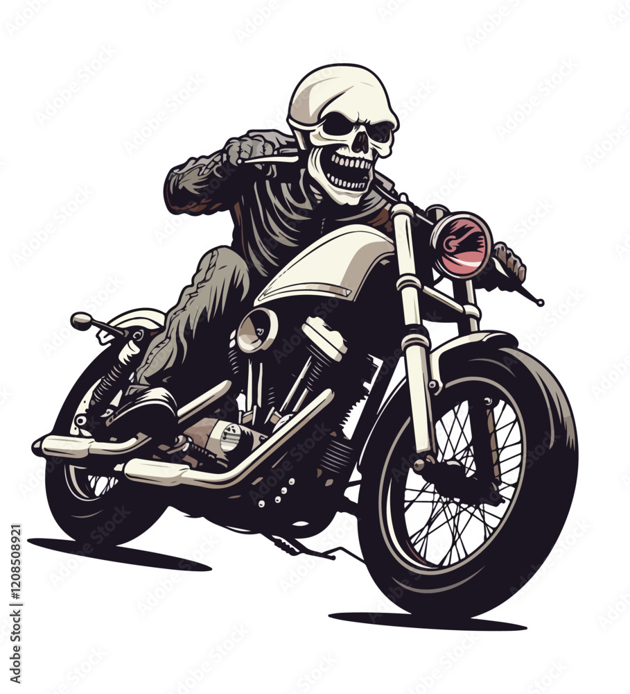 Skeleton is Riding a Classic Motorcycle isolated white background
Skeleton is Riding a Classic Motorcycle isolated white background