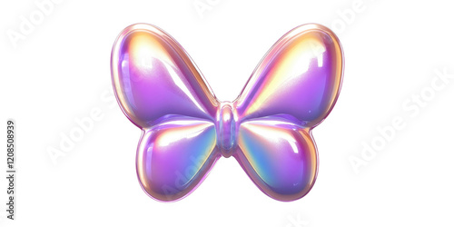 Iridescent Purple Butterfly Holographic Glossy Insect 3D Render Colorful Wings