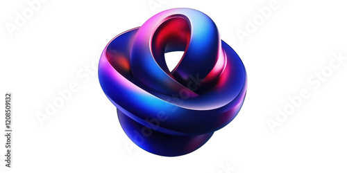 Abstract 3D Render Intertwined Blue and Red Glossy Rings Modern Technology Design