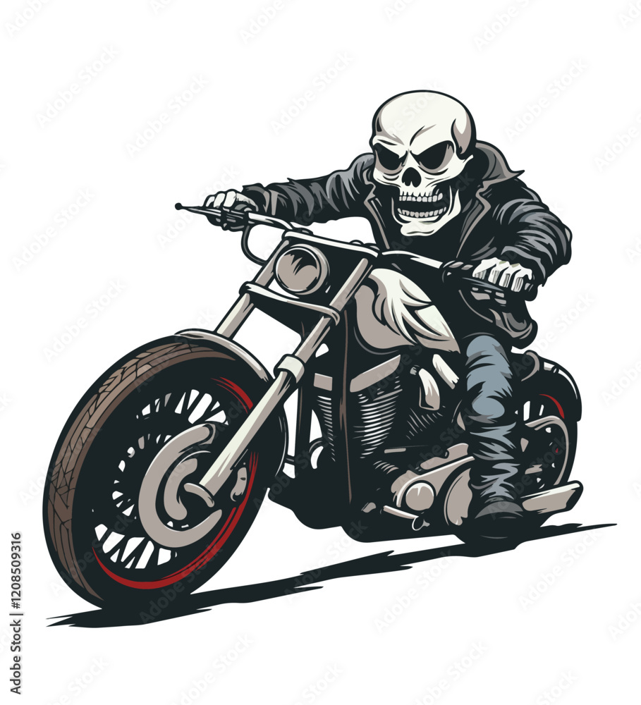 Skeleton is Riding a Classic Motorcycle isolated white background
Skeleton is Riding a Classic Motorcycle isolated white background