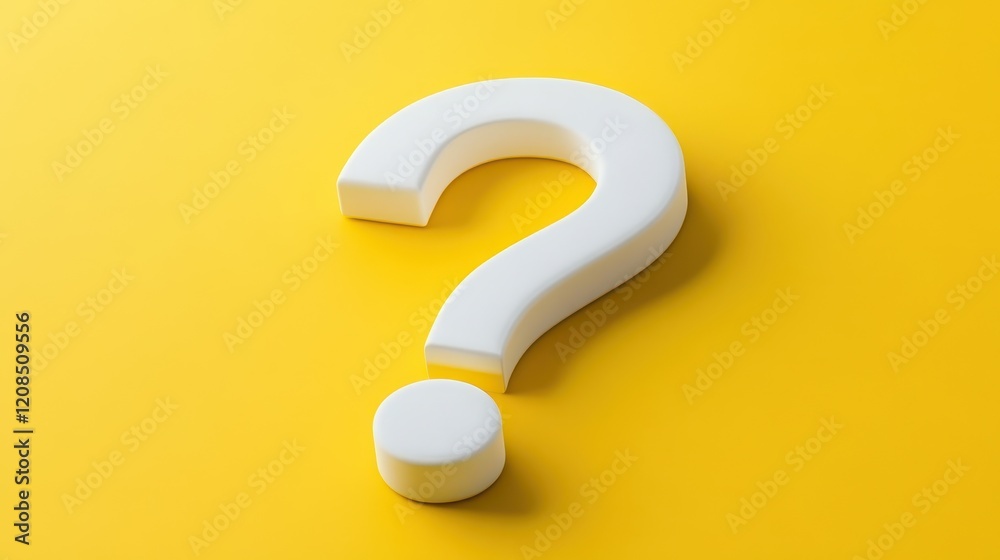 White 3d question mark on vibrant yellow background White 3d question mark on vibrant yellow background