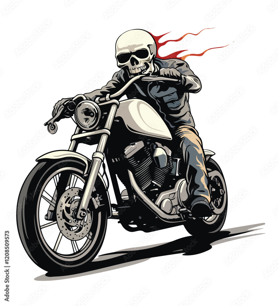 Skeleton is Riding a Classic Motorcycle isolated white background
Skeleton is Riding a Classic Motorcycle isolated white background