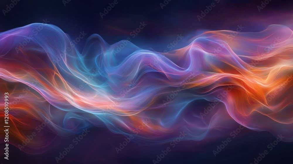 Obraz premium Colorful flowing waves of light with soft gradients and ethereal textures