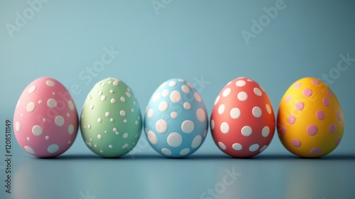 Colorful painted easter eggs with polka dots for festive decoration ideas photo