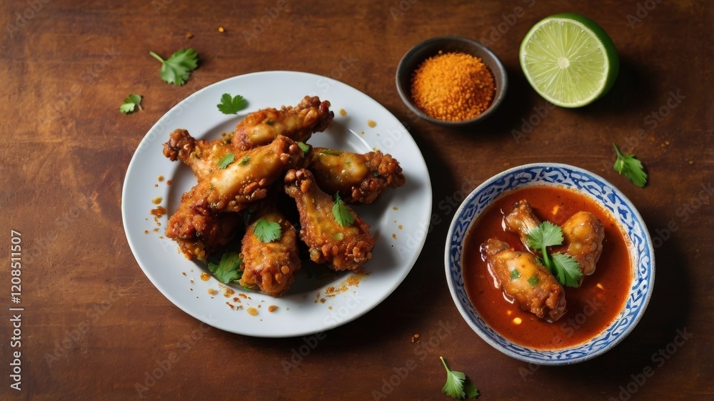 Golden Tom Yum Deep-Fried Chicken Wings with Cilantro and Lime Golden Tom Yum Deep-Fried Chicken Wings with Cilantro and Lime