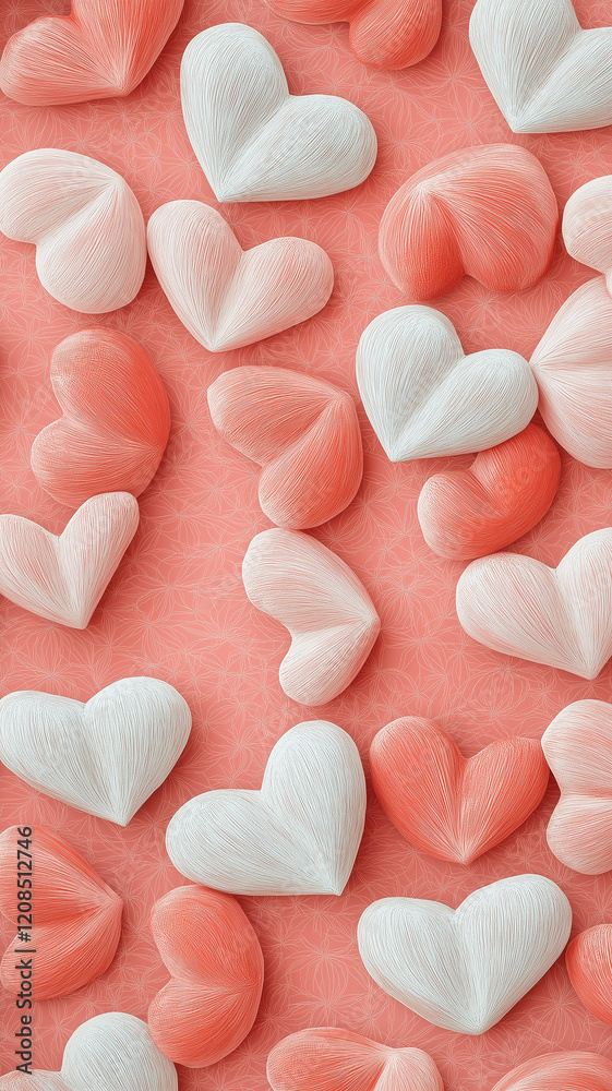 Obraz premium A close up of a pink and white heart pattern