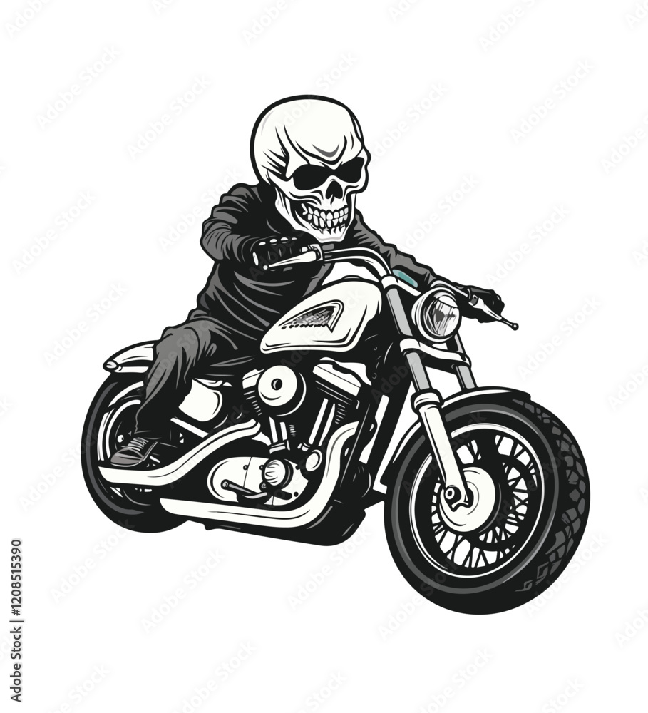 Skeleton is Riding a Classic Motorcycle isolated white background
Skeleton is Riding a Classic Motorcycle isolated white background