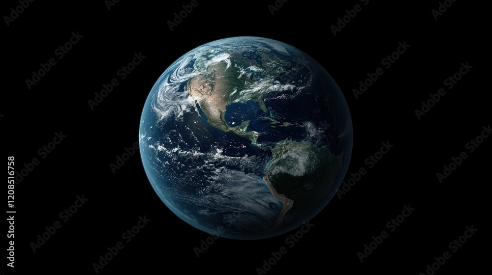 Stunning view of earth from space showing continents and oceans Stunning view of earth from space showing continents and oceans