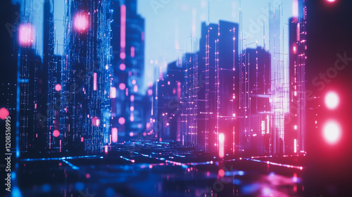 Wallpaper Mural Smart digital Innovation city with connection network reciprocity over the cityscape. of future smart wireless digital city and social media networking systems that connects people with in city Torontodigital.ca