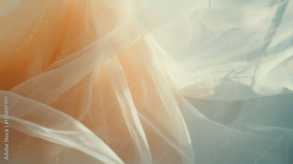 Fototapeta premium Delicate Layers of Soft Sheer Fabric with Subtle Color Gradations Displaying Smooth Textures and a Dreamy Aesthetic for Art and Design Projects