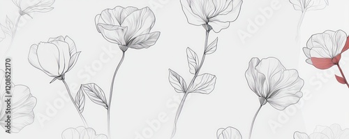 Minimalist floral patterns with fine lines for elegant designs.