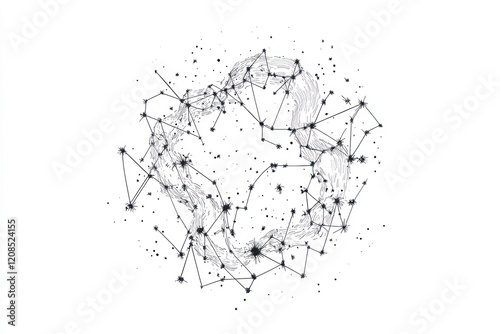 Minimalist line drawings constellations and zodiac signs.