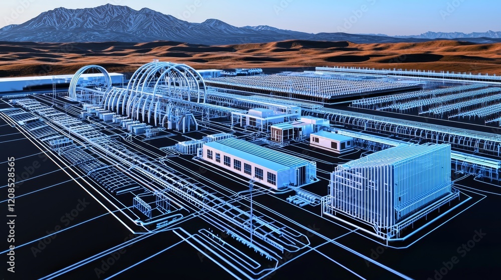 Futuristic Carbon Layout with Gigapixel Detail in Desert Environment Futuristic Carbon Layout with Gigapixel Detail in Desert Environment