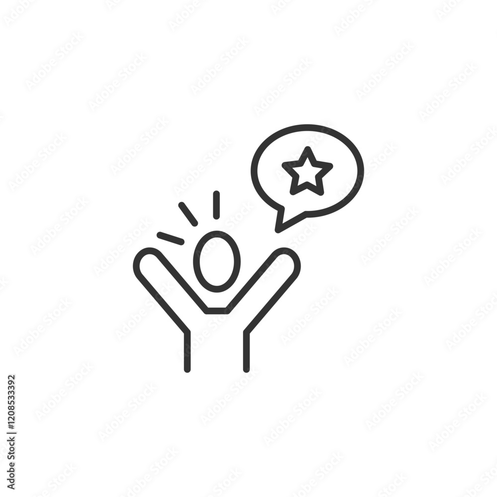 Excited person with speech bubble icon representing enthusiasm and inspiration