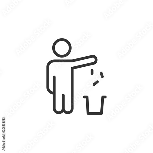 Minimalist icon of person disposing trash properly in bin